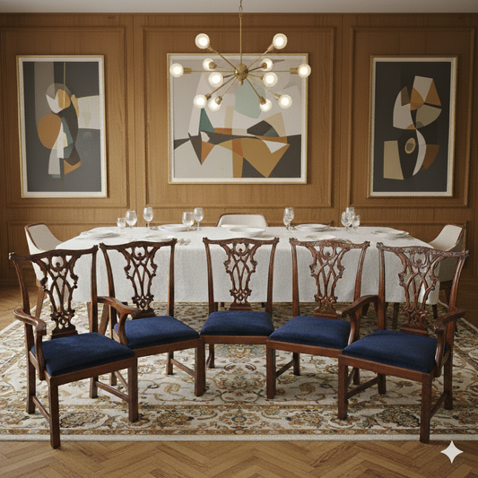 A set of 4 CHIPPENDALE STYLE DINING CHAIRS