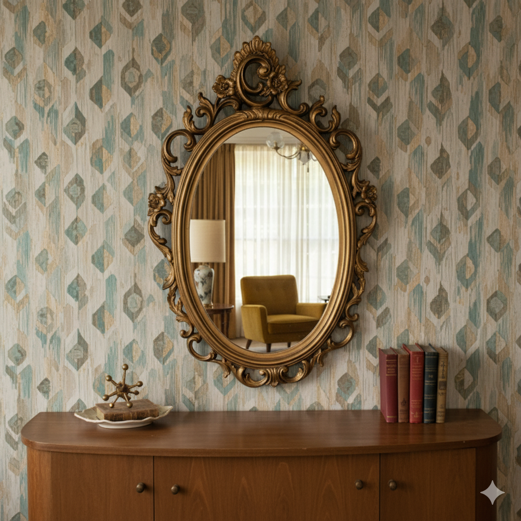 AN ORNATE OVAL GILT FRAMED MIRROR