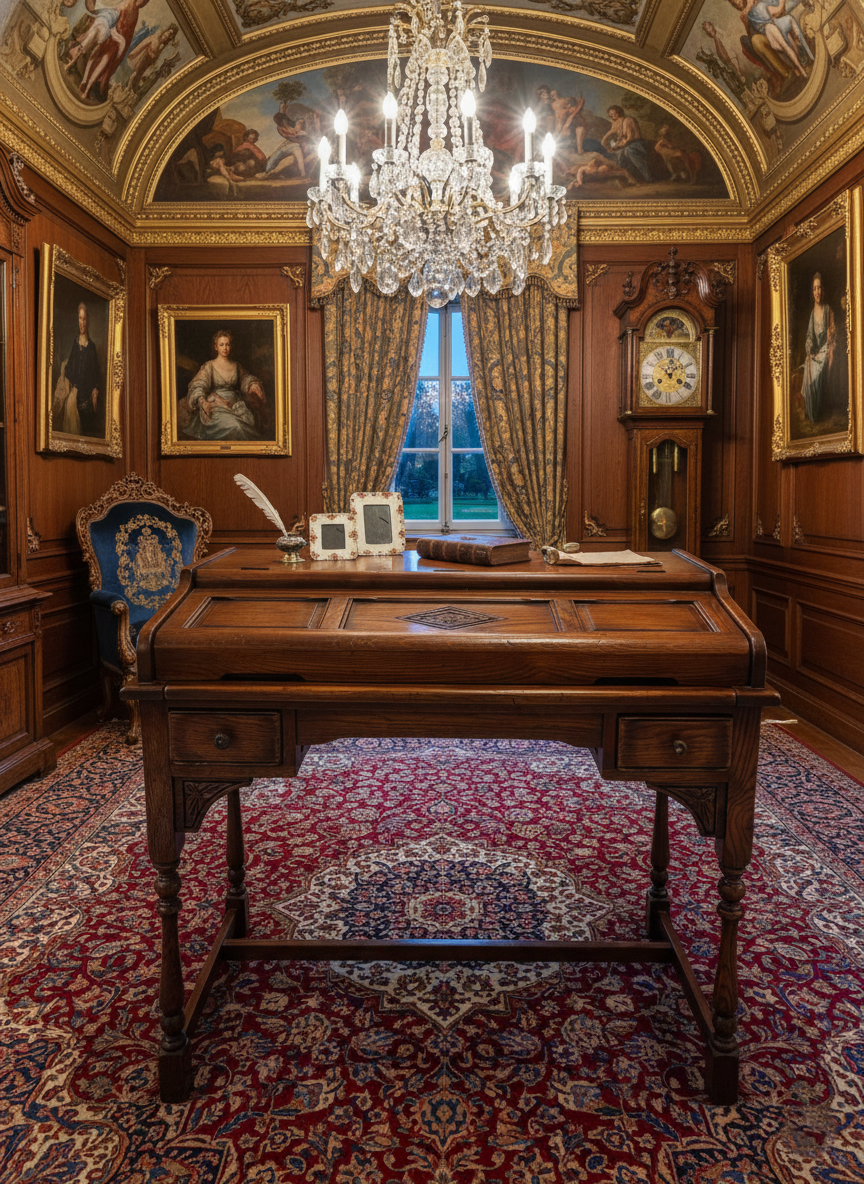 Vintage oak Bureau with roll top cover