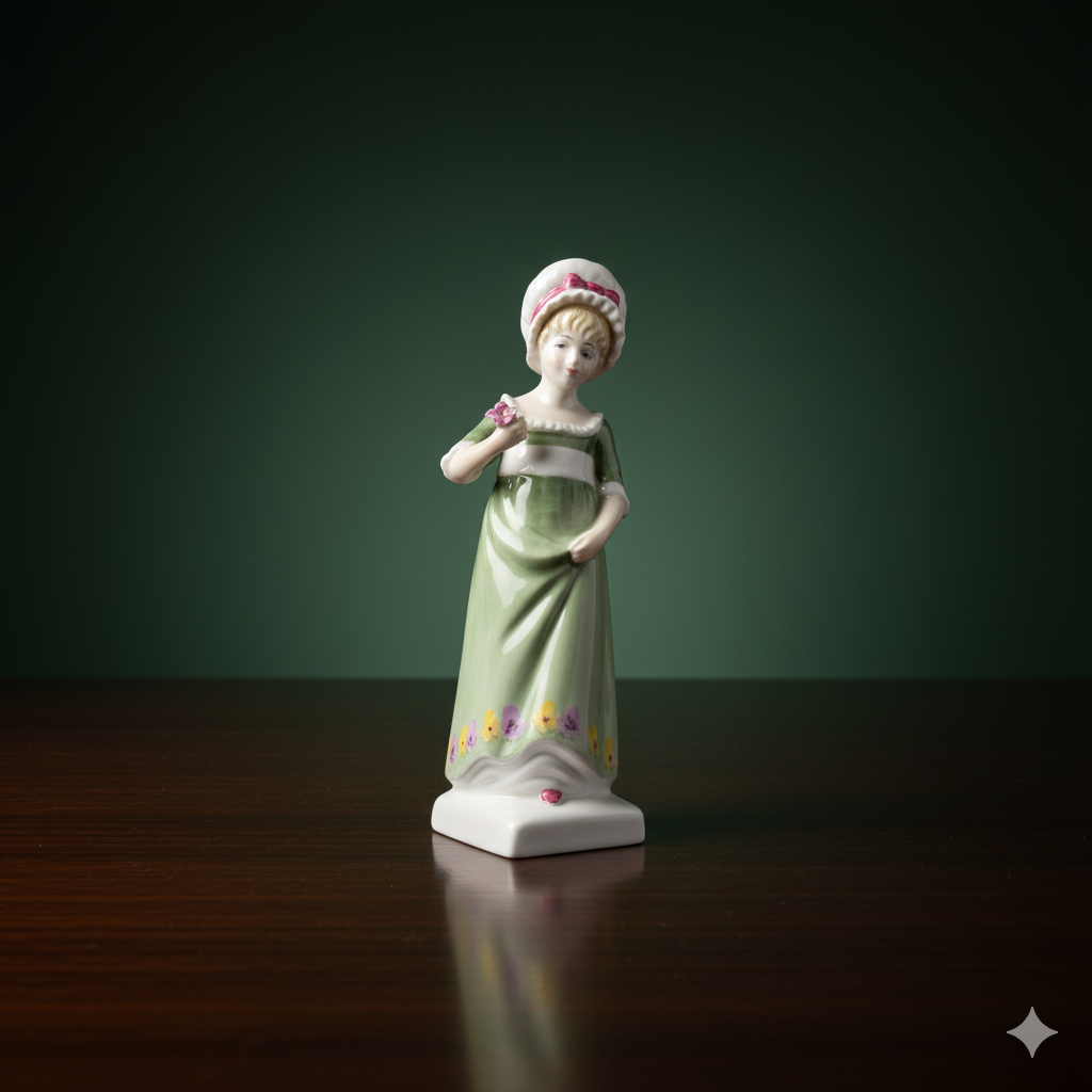 Vintage Porcelain Figurine: Georgian Lady in Green Dress