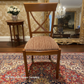 Grange French Cherry Wood Cross-Back Dining Chair with Striped Upholstery (6 Units of set)