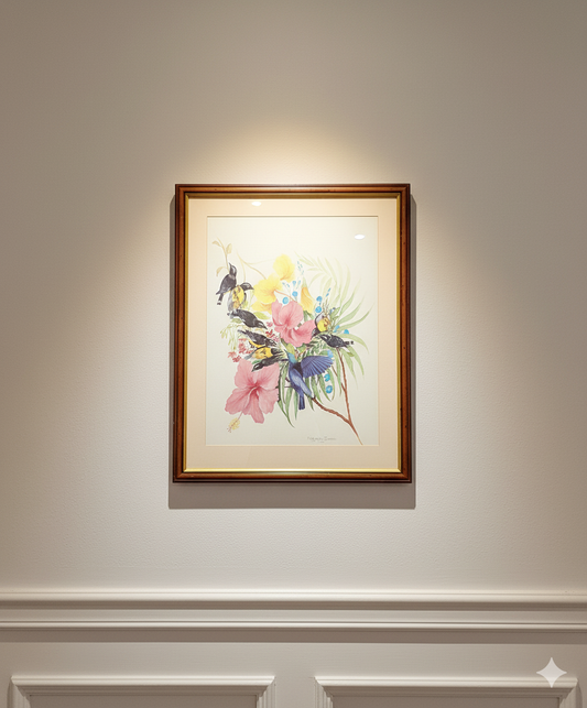 Large Vintage watercolour painting by Marjorie Zaman 1986