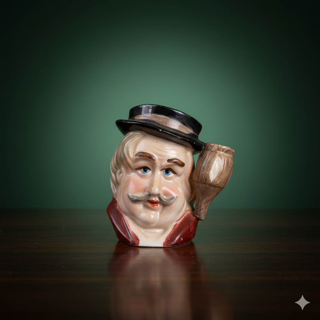 Vintage English Toby Jug creamer pot featuring a lamplighter character.