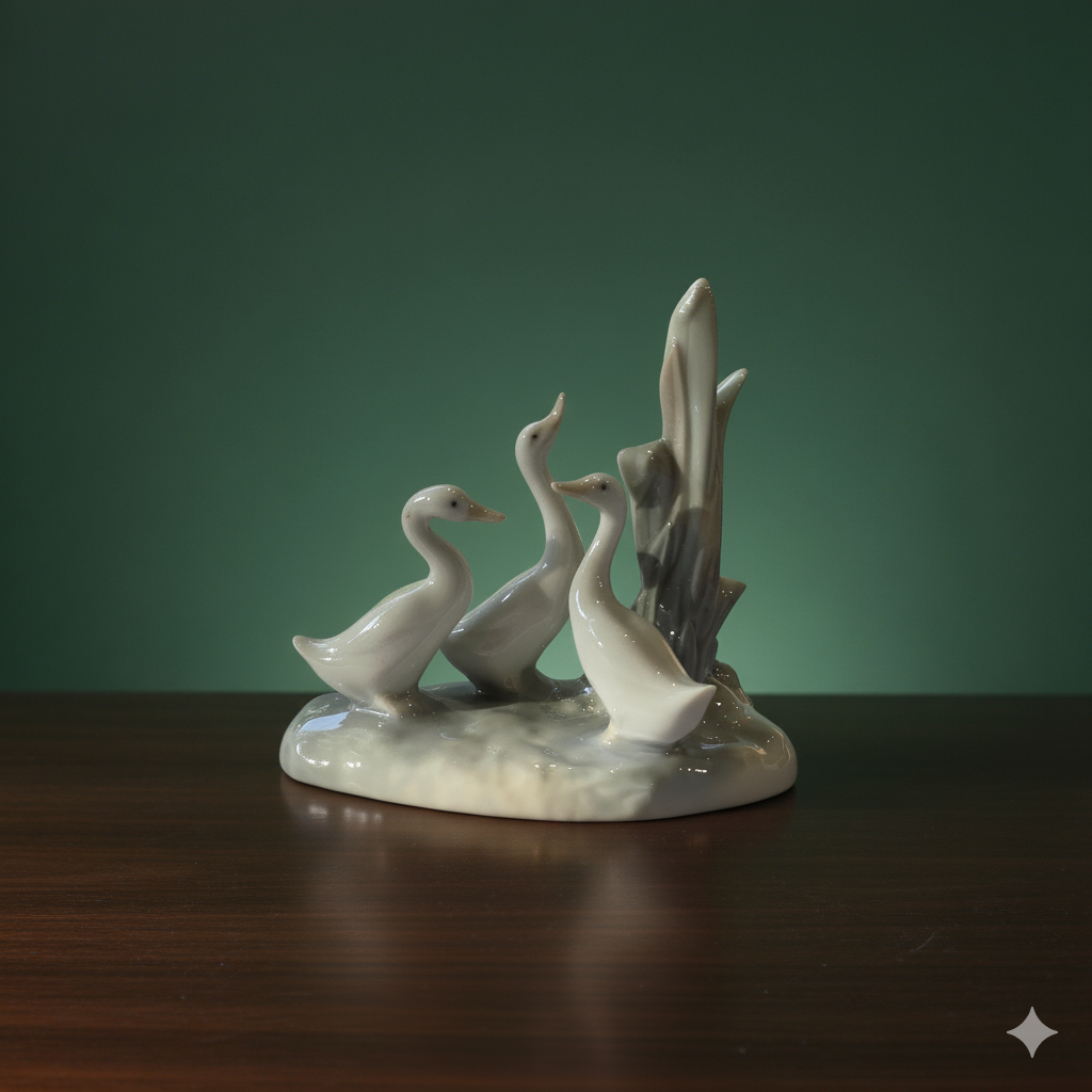 Lladro/Nao Figurine Of 3 Geese/ Ducks- Original 1960s Impressed Mark- Rare