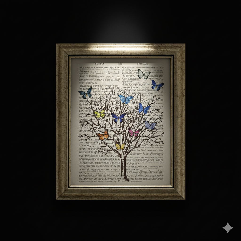 Vintage Dictionary Art Print - Butterfly Tree