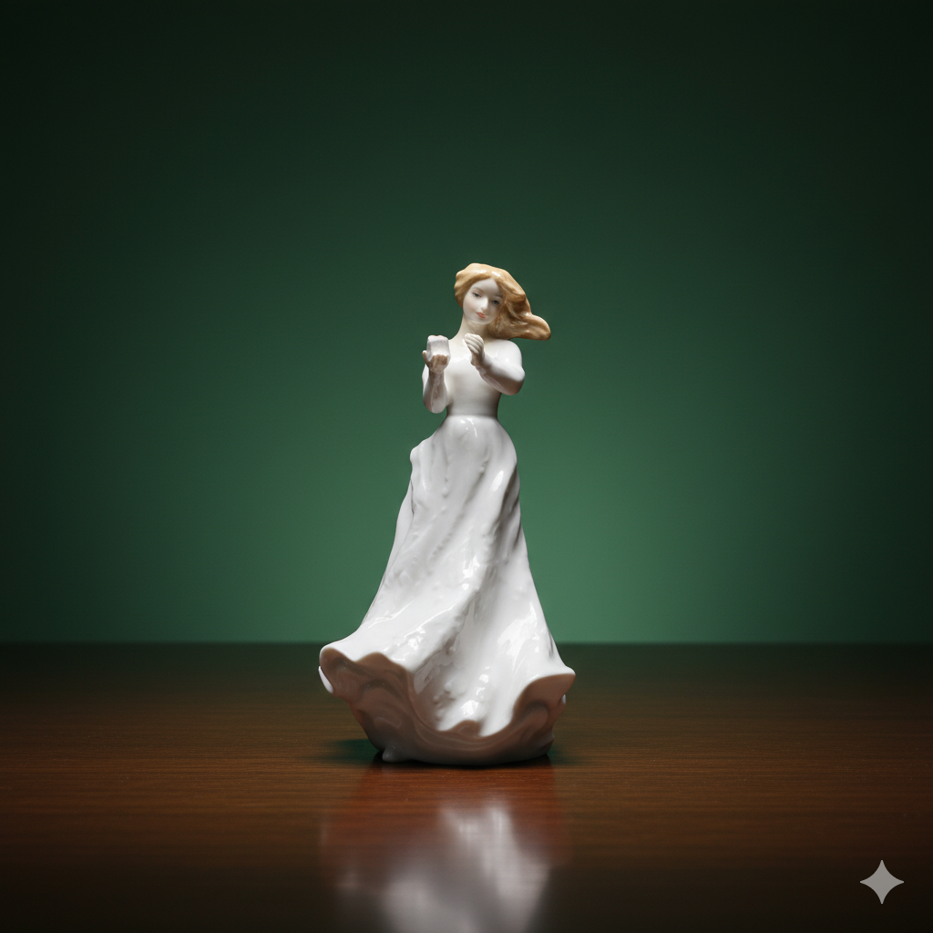 Elegant Porcelain Figurine of a Lady with Flowing Hair