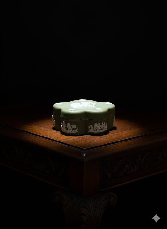 Classic Sage Green Clover-Shaped Trinket Box