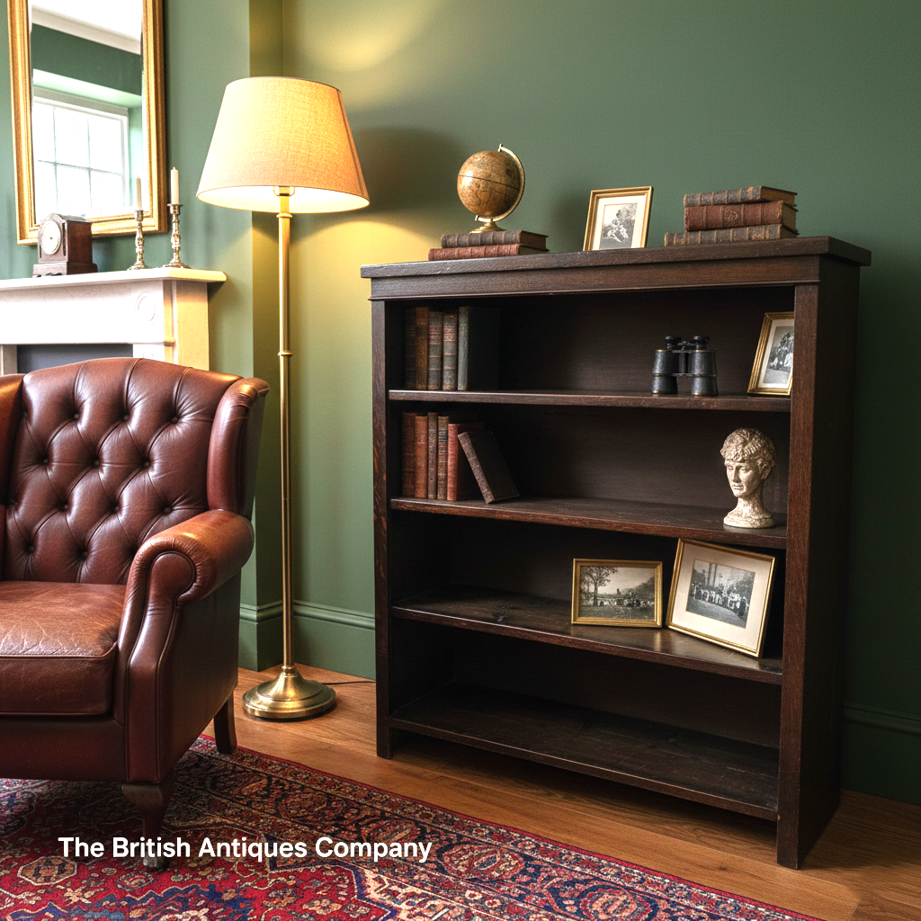 Vintage Dark Oak Open Bookcase (L91cm x D27cm x 103cm)