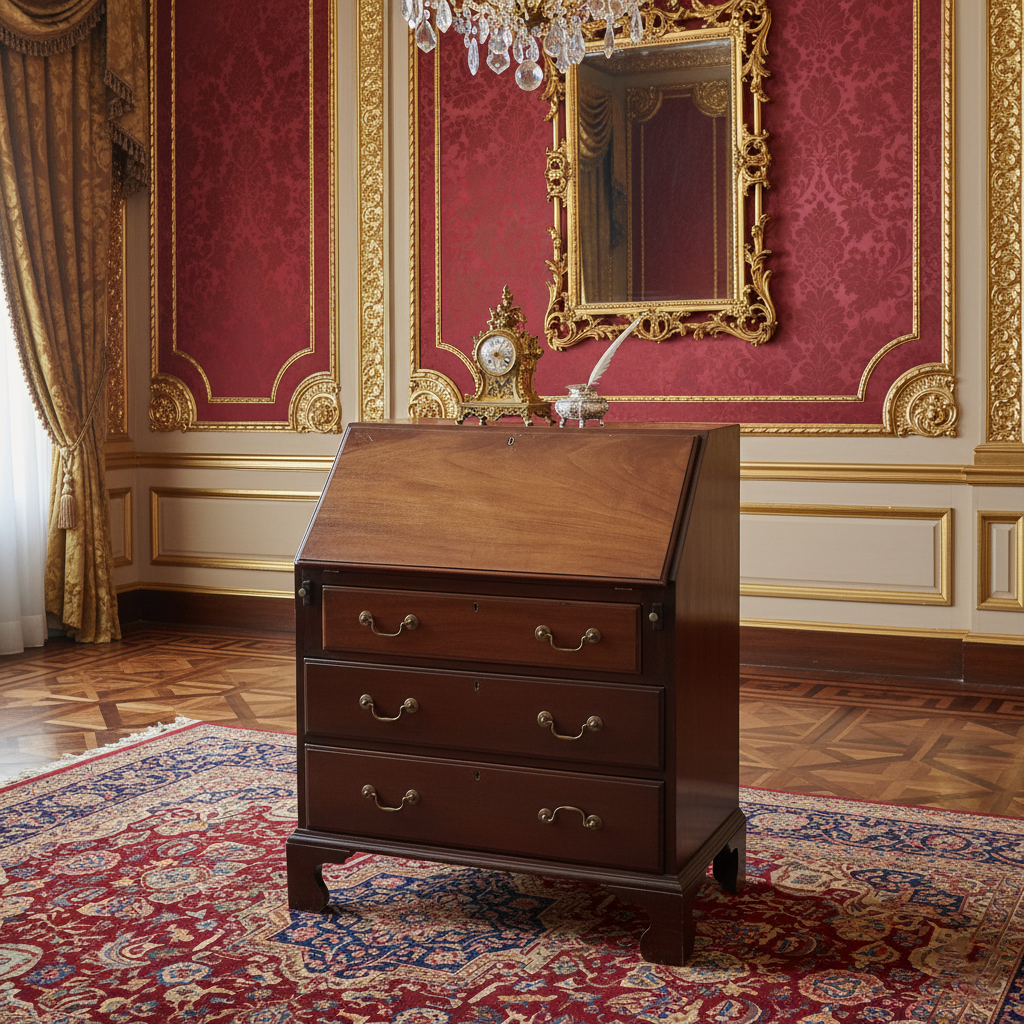 19th C. Diminutive Desk with Satinwood Inlaid Conch Shell Lid