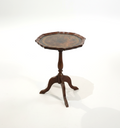 Elegant Mahogany Pie Crust Edge Black Leather with Tripod leg