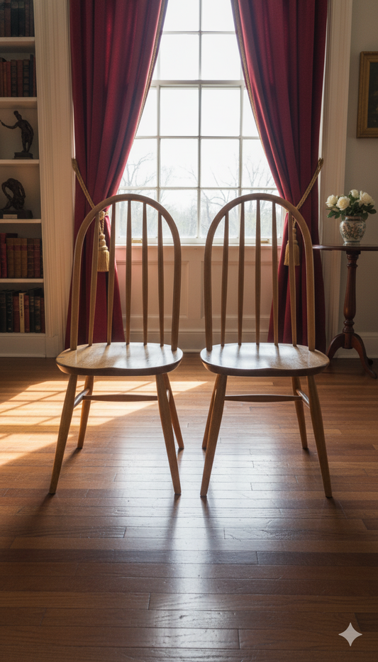 Mid-Century Modern Bow-Back Windsor Chairs (Pair)