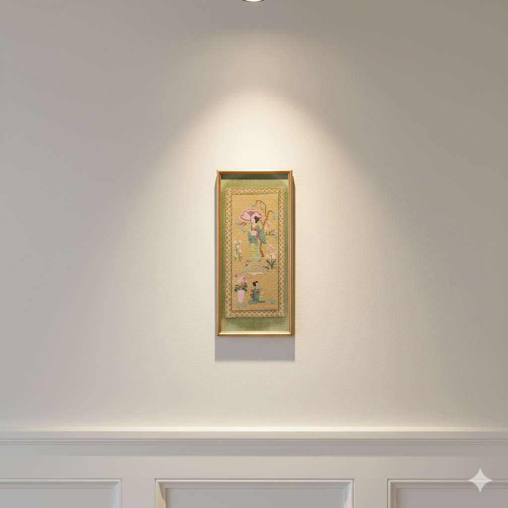 Vintage needle point of Geisha