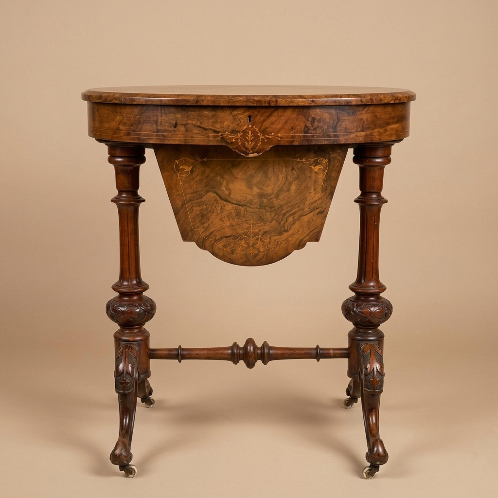 [New Arrival] Victorian-Era Walnut Work Table (Sewing Table / Trumpet)