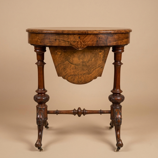 -[NEW ARRIVAL]- Victorian-era walnut work table (Sewing Table / Trumpet)