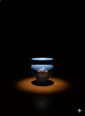 Classic Blue Jasperware Pot with Figural Relief