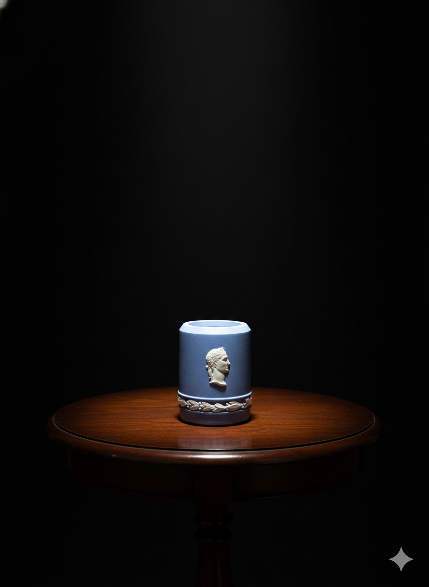 Decorative Blue Jasperware Portrait Cylinder