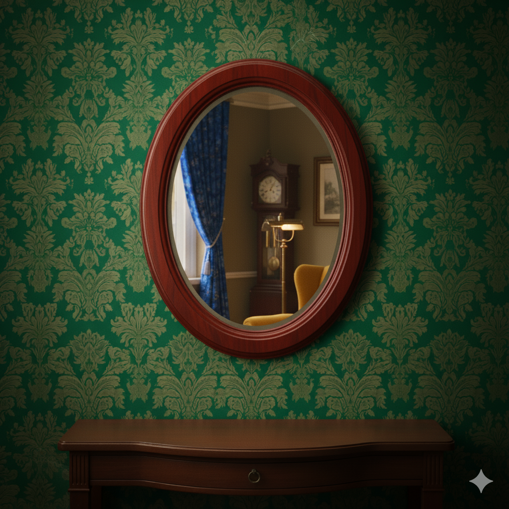 Vintage Oval-Shaped Mahogany Frame Wall Mirror