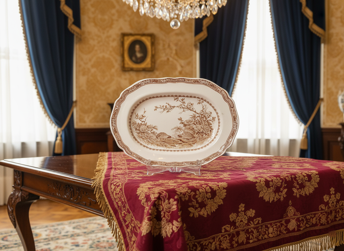 Antique Furnivals "Quail" Brown Transferware Platter