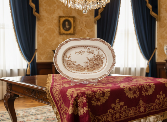 Antique Furnivals "Quail" Brown Transferware Platter