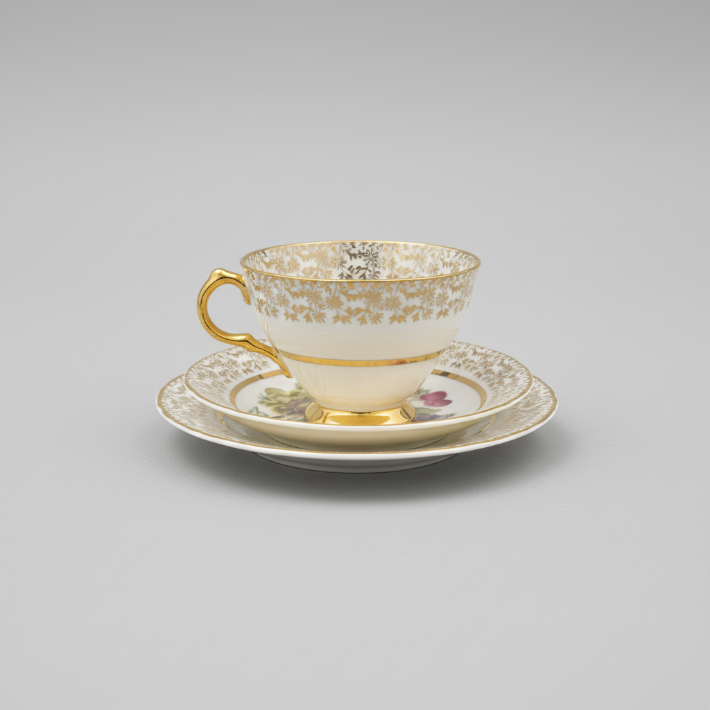 Exquisite Lubern 22KT Gold Teacup Trio - Made in England