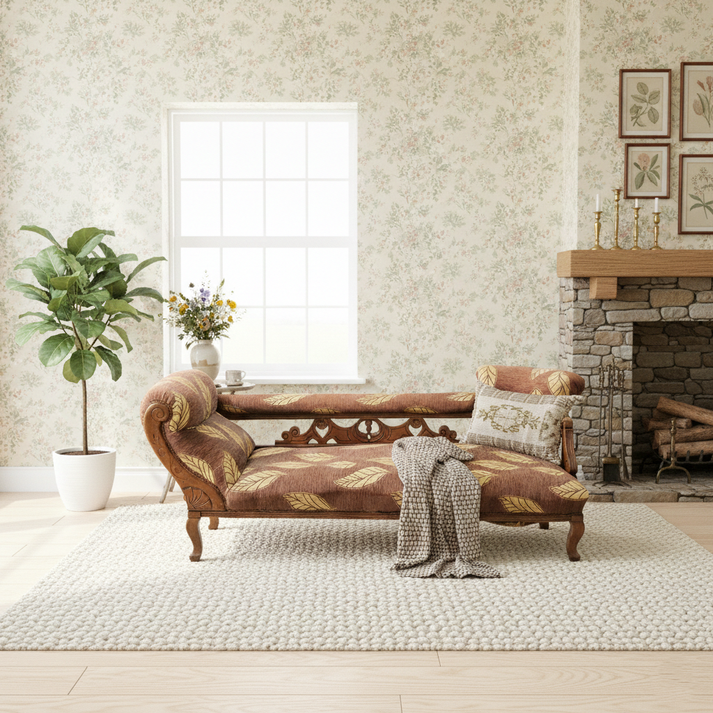 19th Century Long Victorian Mahogany Chaise Lounge England