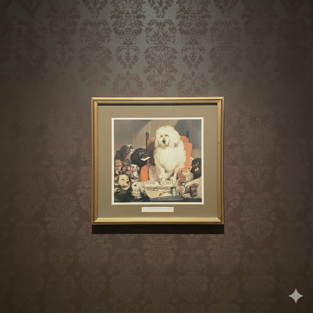 Vintage Print After Sir Edwin Landseer - "Laying Down the Law" (Trial by Jury) - Canine Allegory (c. 1840)