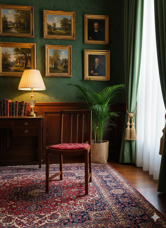Elegant Georgian/Victorian Side Chair with Deep Red Upholstery