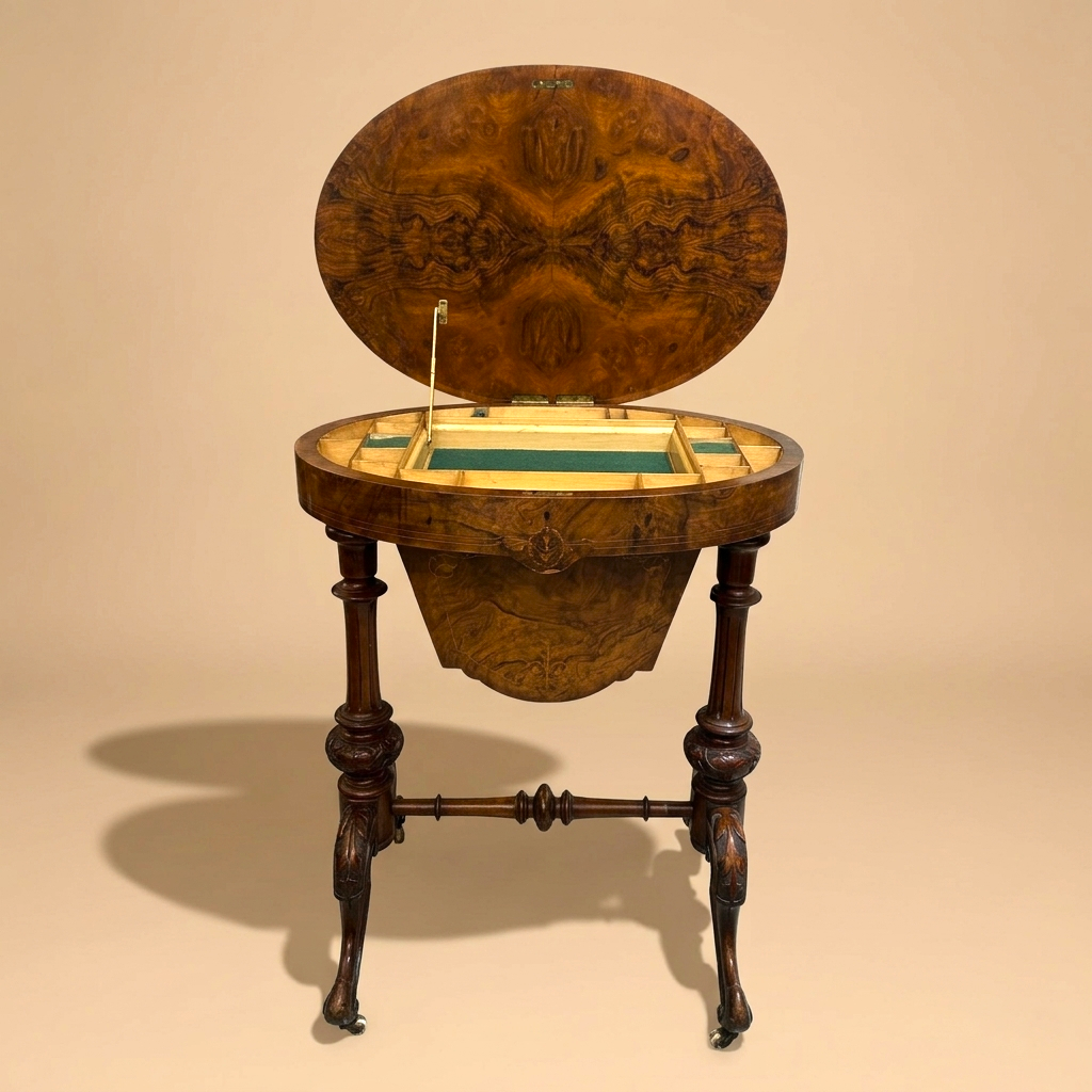 [New Arrival] Victorian-Era Walnut Work Table (Sewing Table / Trumpet)