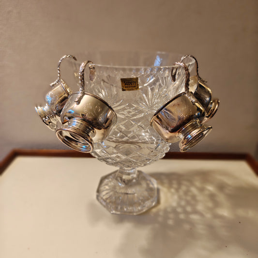 Crystal Punch bowl with SIlver plated cup 