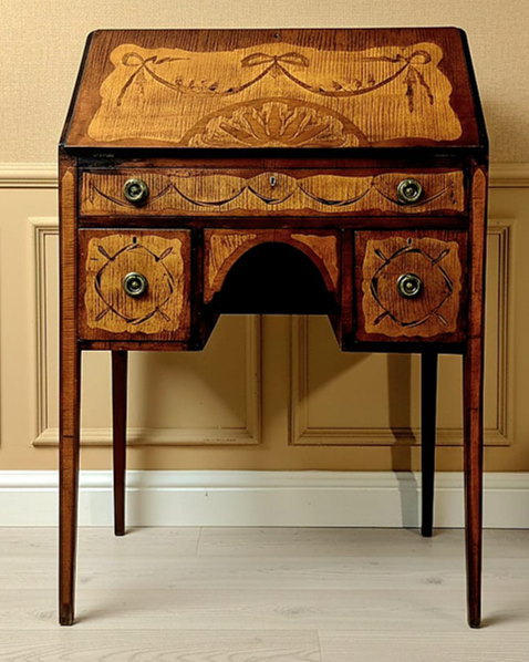 SNRARE EDKLAFF SECRETARY, Gustavian Stockholm work, veneered with colored birch and amaranth