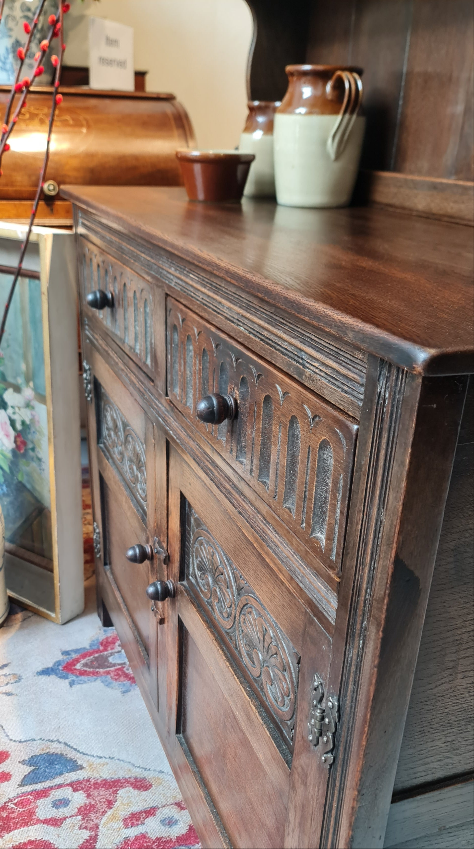 Victorian 1880 Craved Oak Dresser by Old Charm