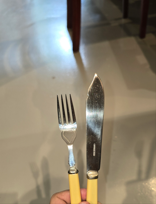 WH Humphries Sheffield Silver Etched Oyster Knives Forks Set