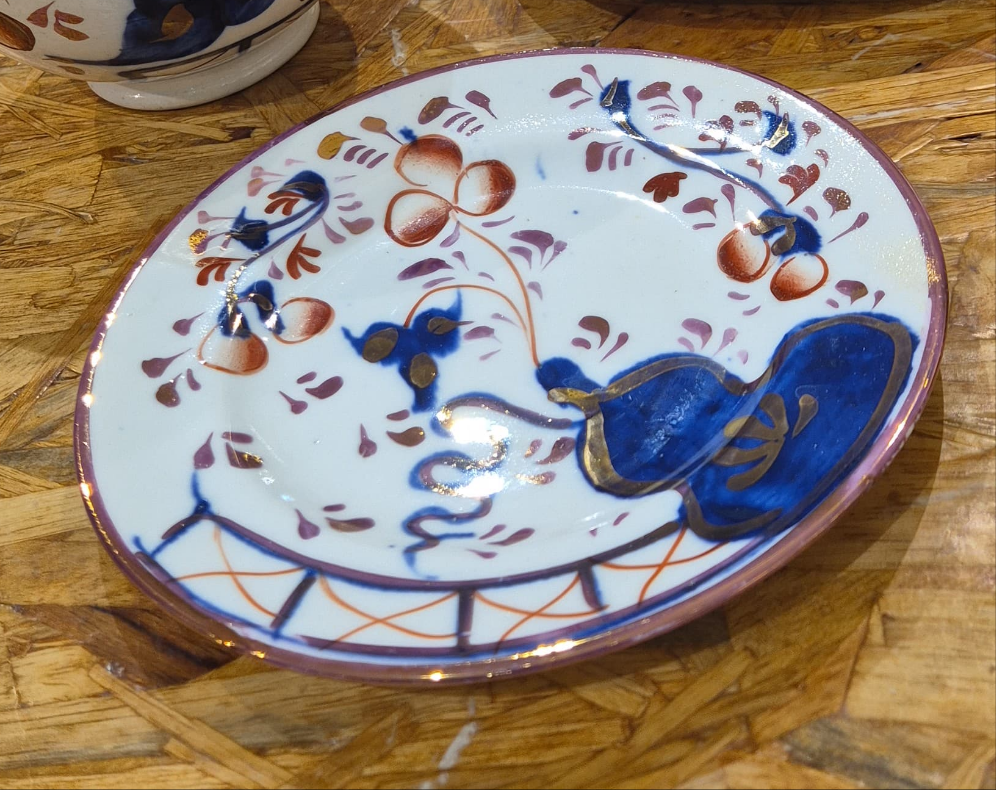 VINTAGE ALLERTONS WELSH GAUDY DESERT PLATE SAUCER  CERAMIC POTTERY