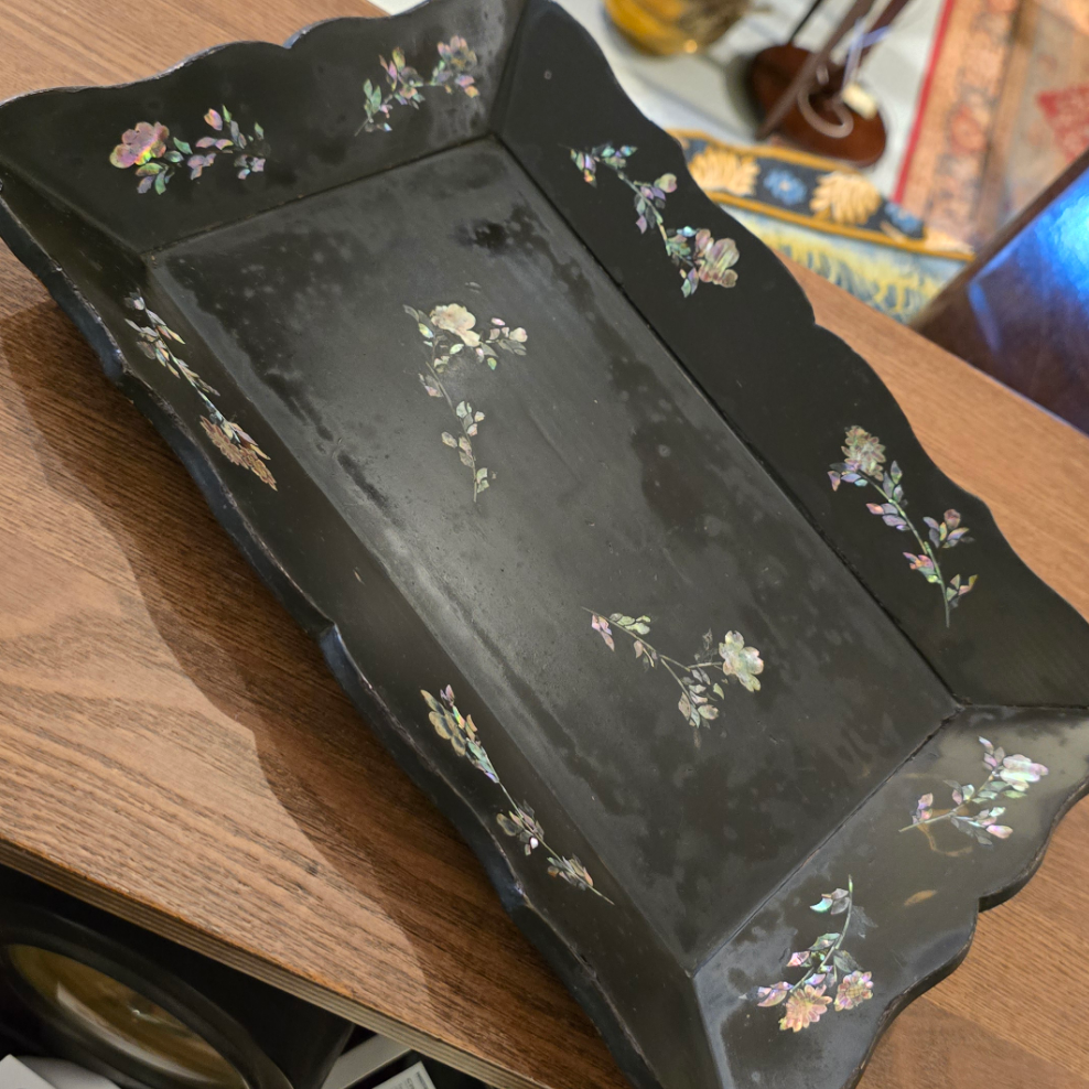 19th Century Mother of Pearl Wooden Tray