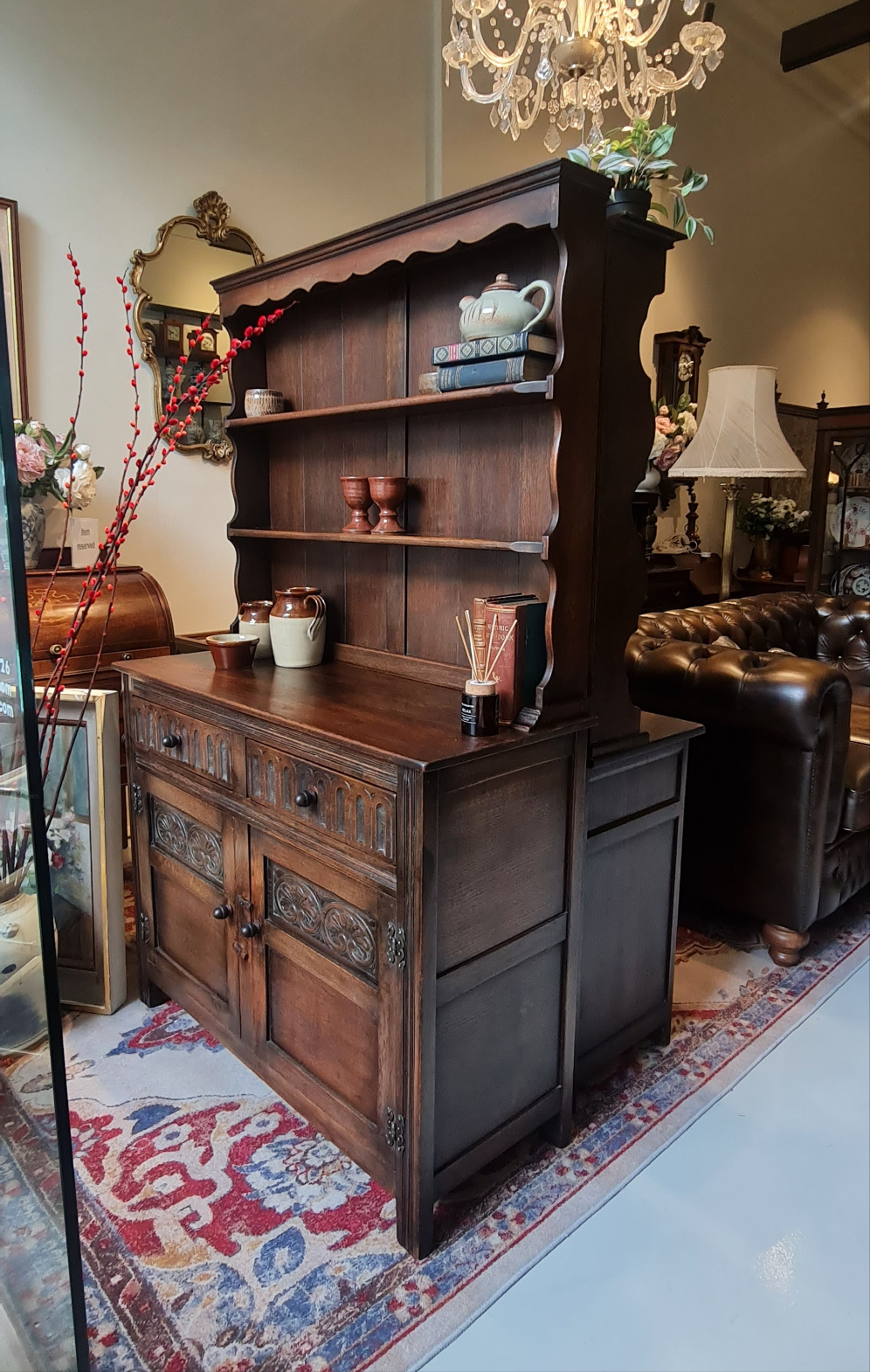 Victorian 1880 Craved Oak Dresser by Old Charm