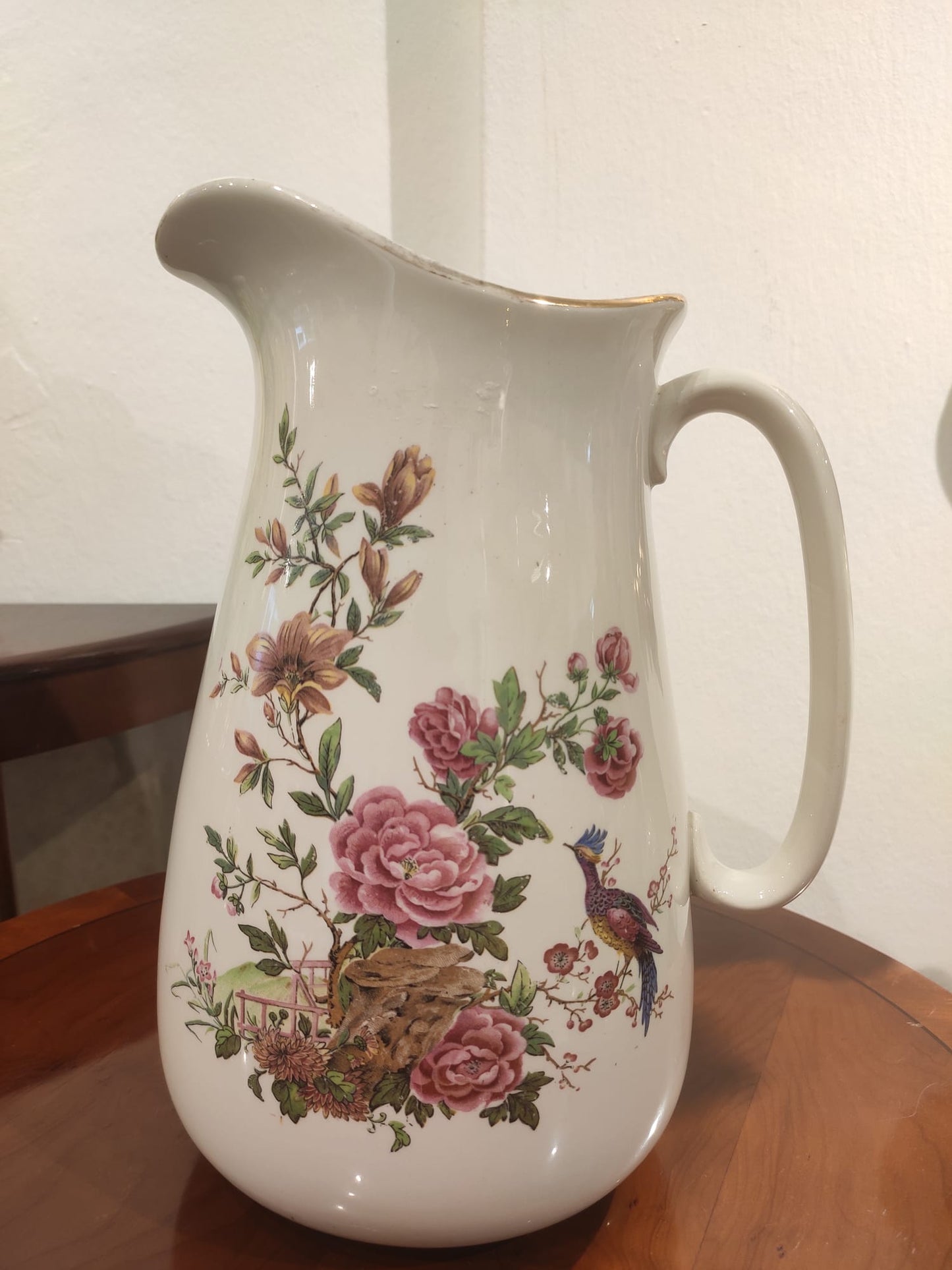 Hand painted White  jug & bowl