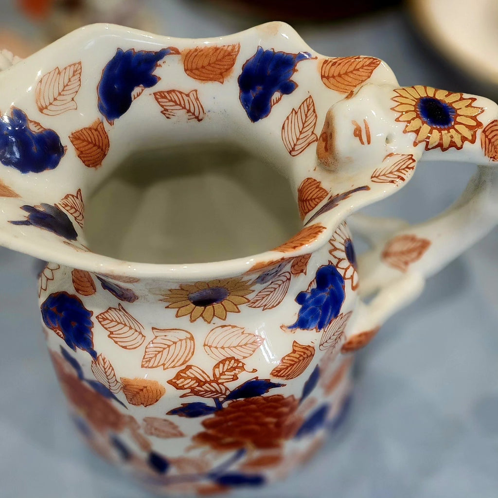 Antique Ironstone Hand-Painted Jug