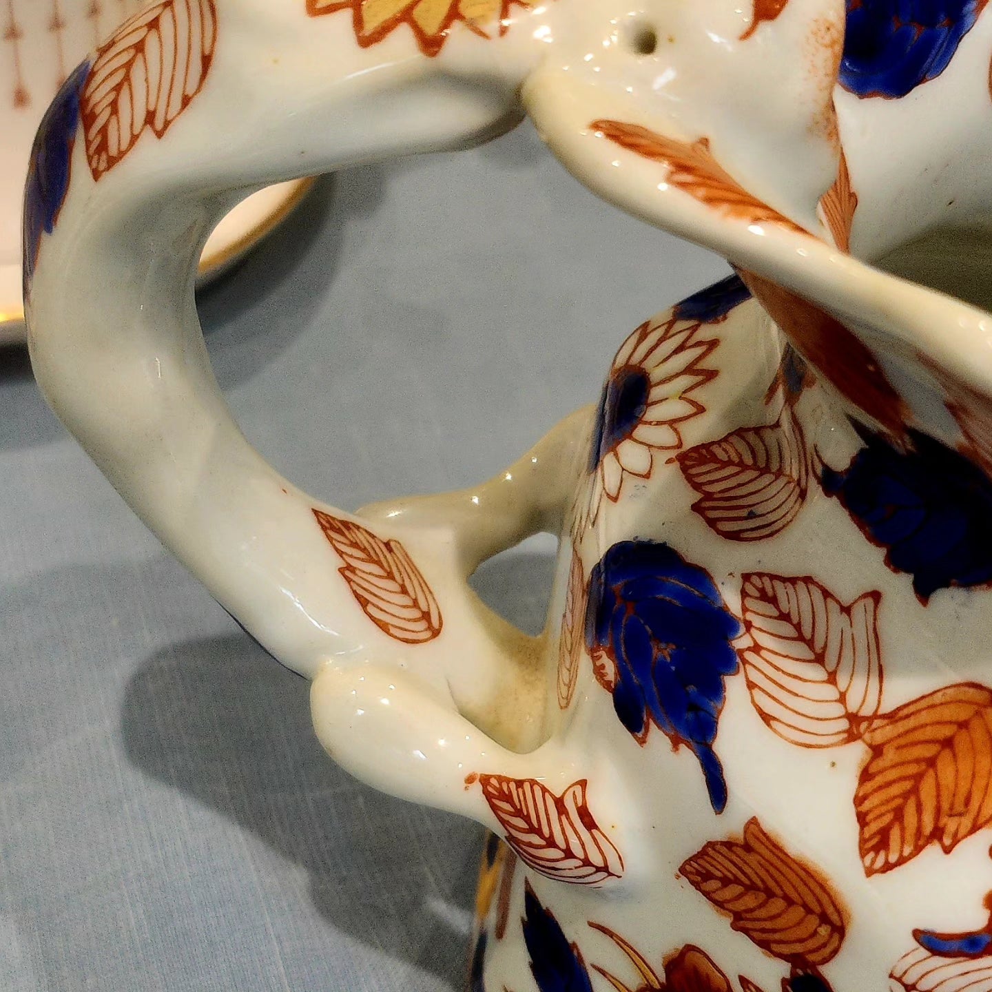 Antique Ironstone Hand-Painted Jug