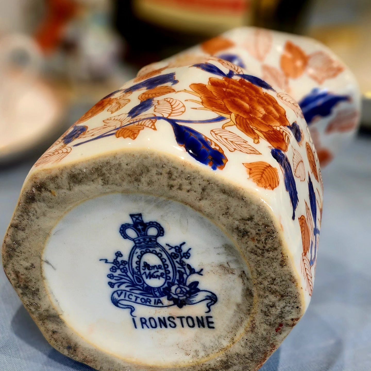 Antique Ironstone Hand-Painted Jug