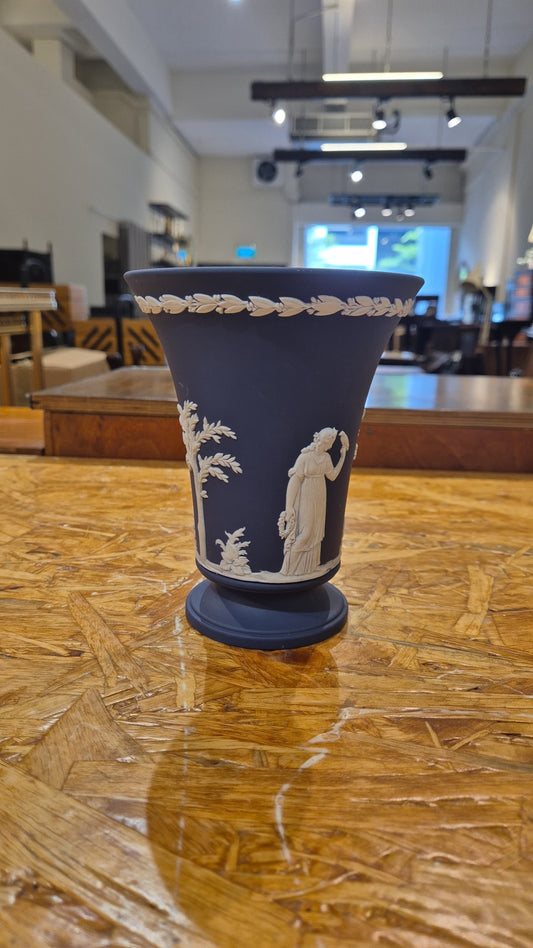 Rare Wedgwood Jasperware Portland Blue Footed Vase circa 1972