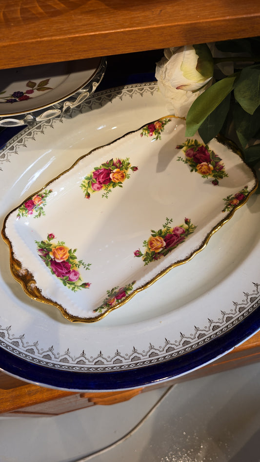 Vintage Royal Albert Old Country Roses Sandwich Tray