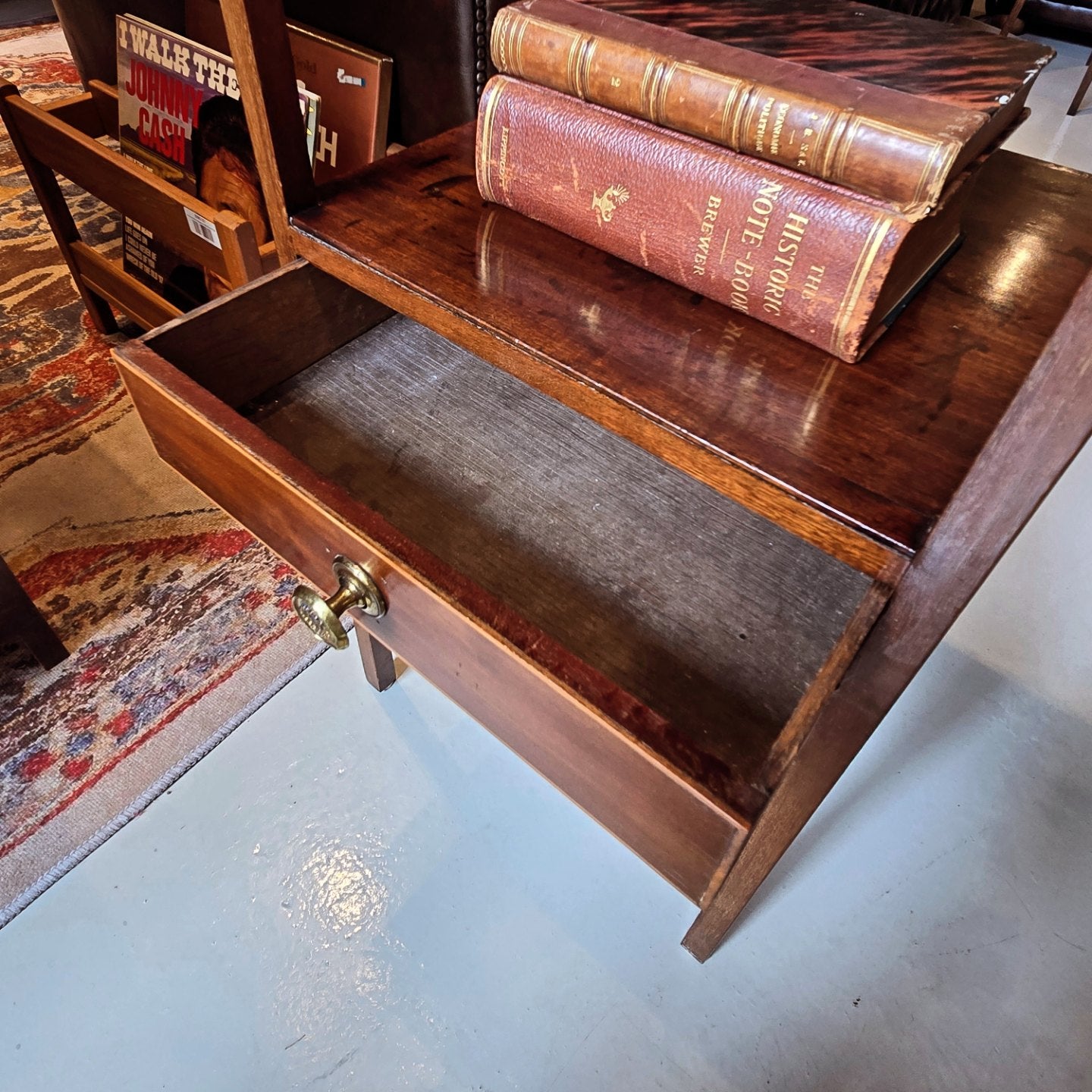 Victorian Two Tier Mahogany Side Table with Drawer