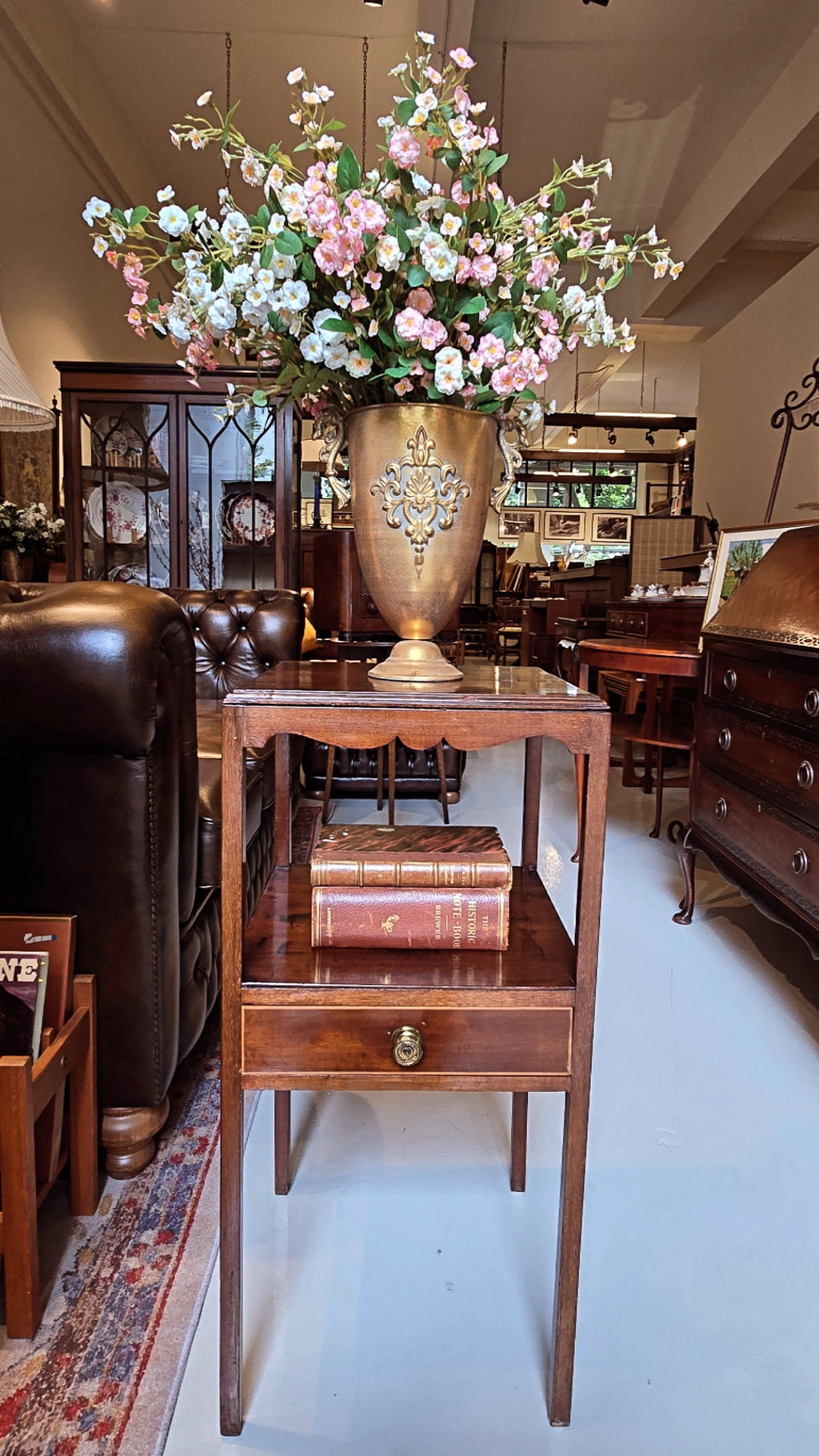 Victorian Two Tier Mahogany Side Table with Drawer