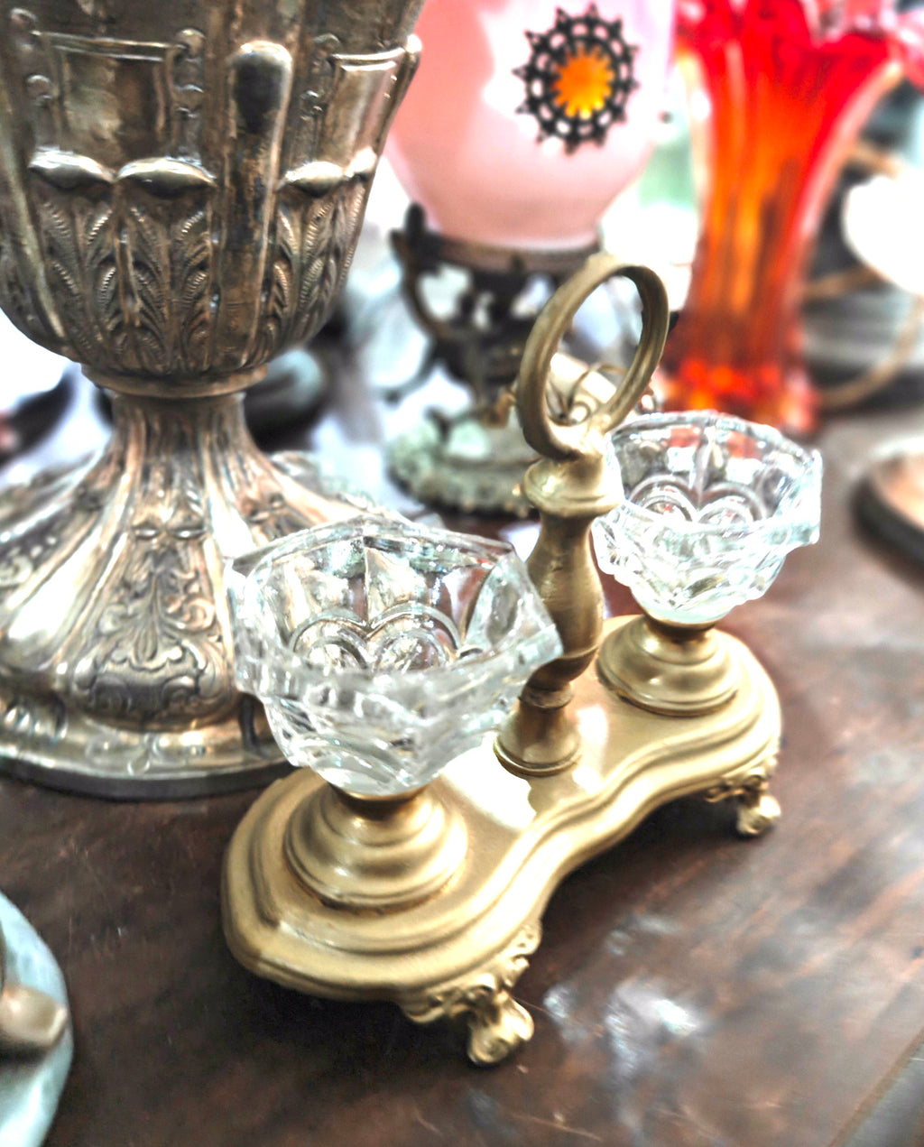 New Arrival ! Antique Italian Double Inkwell Baroque Revival Style