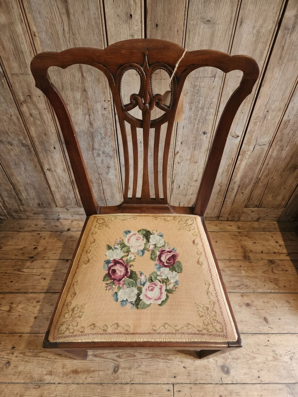Edwardian mahogany Chair with Needlepoint Seat