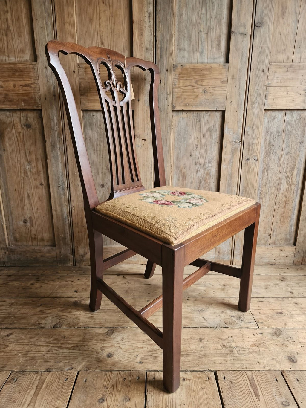 Edwardian mahogany Chair with Needlepoint Seat