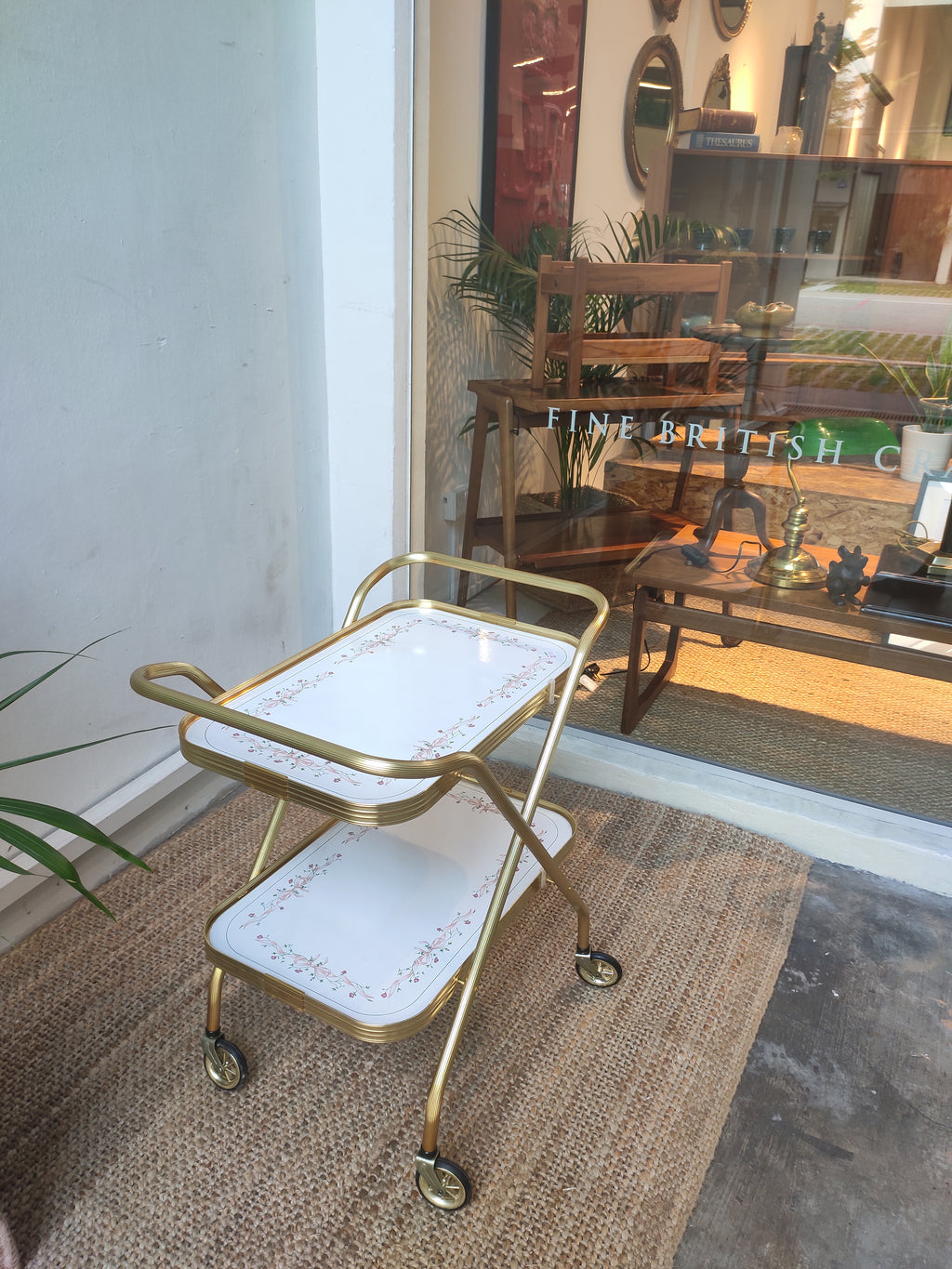 Foldable 2 Tier  Gold Hostess trolley