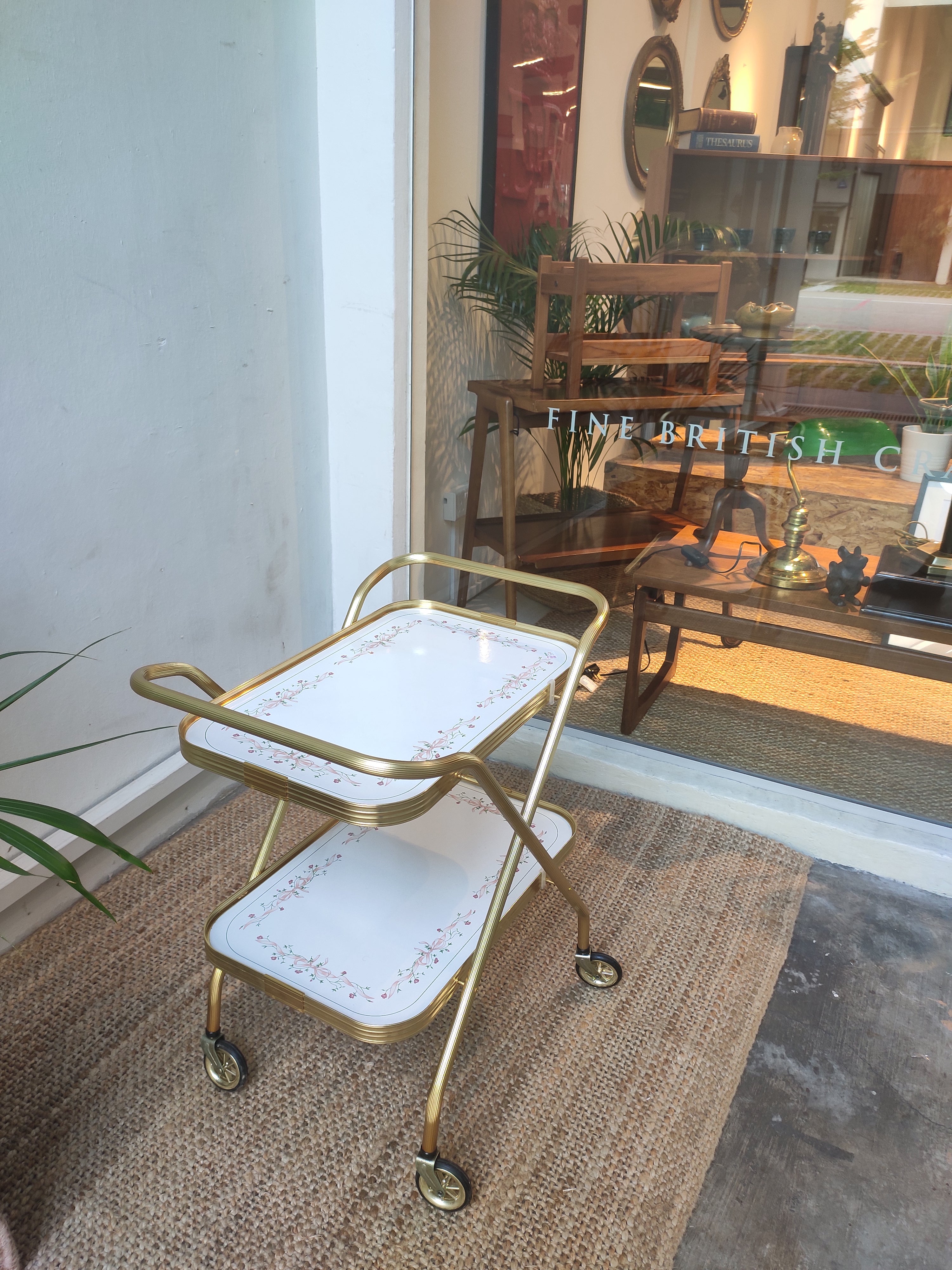 Foldable 2 Tier  Gold Hostess trolley