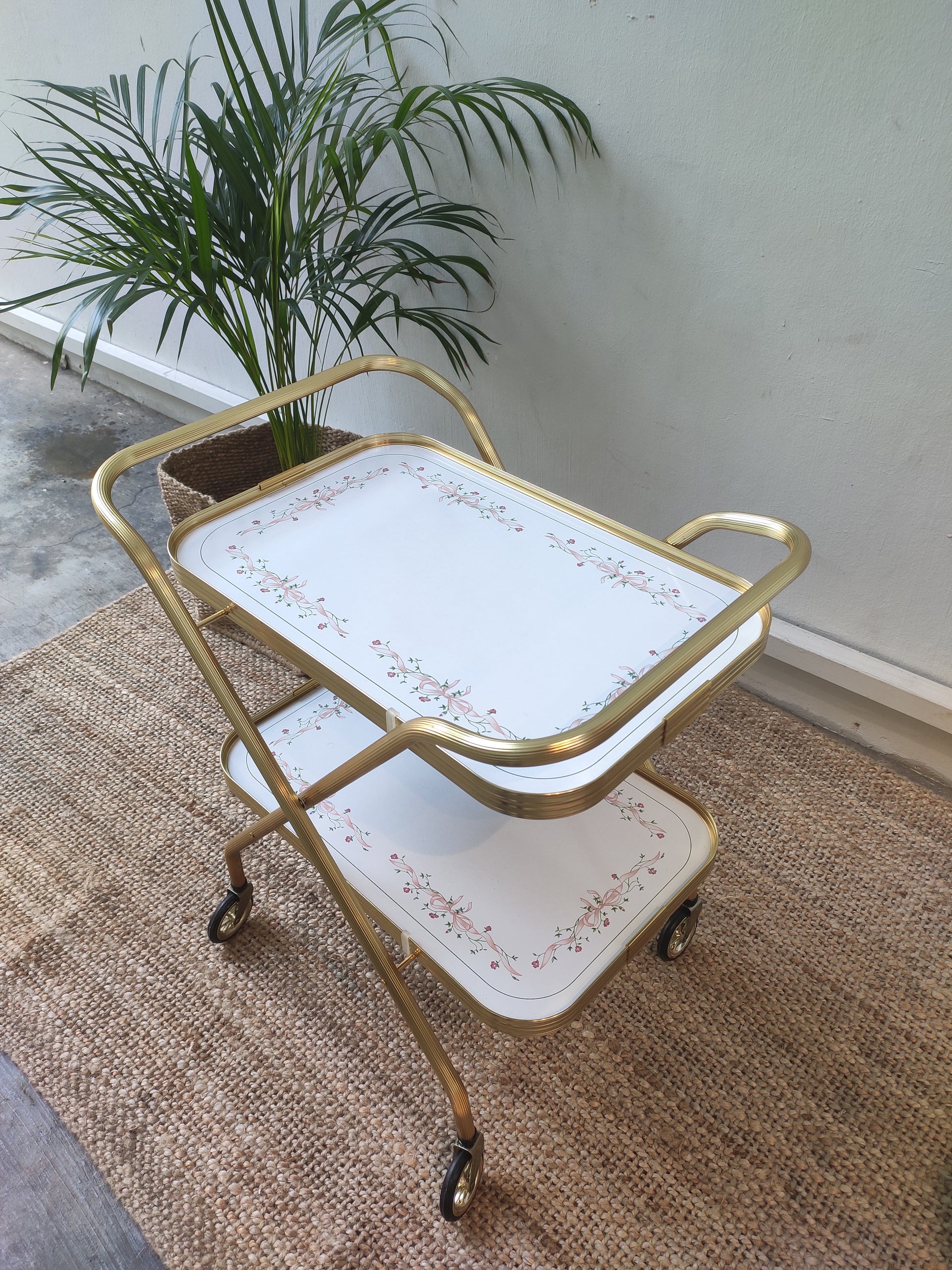 Foldable 2 Tier  Gold Hostess trolley