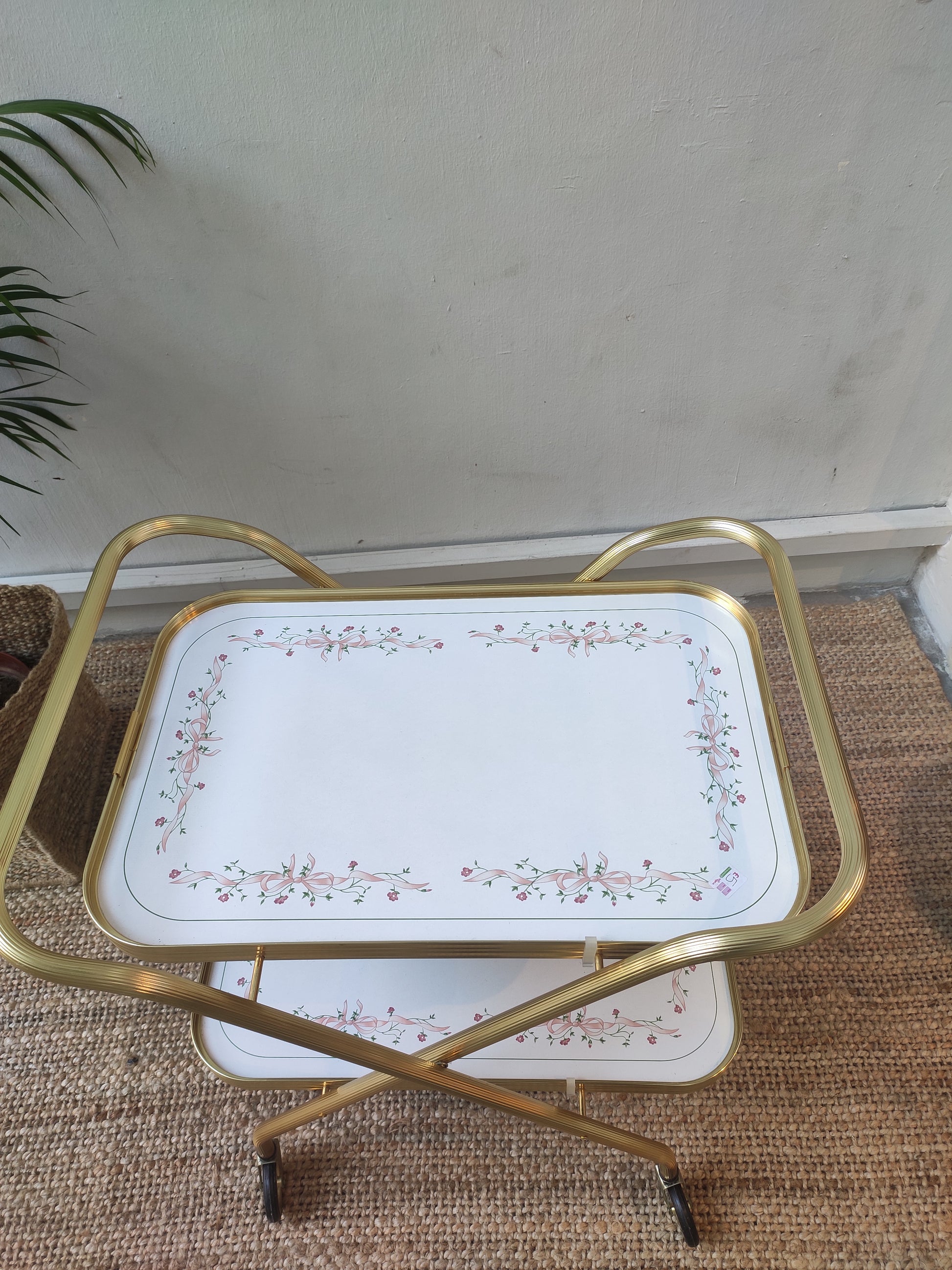 Foldable 2 Tier  Gold Hostess trolley